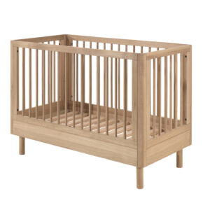 Lit bébé Forrest en chêne massif avec sommier réglable – 60 × 120 cm