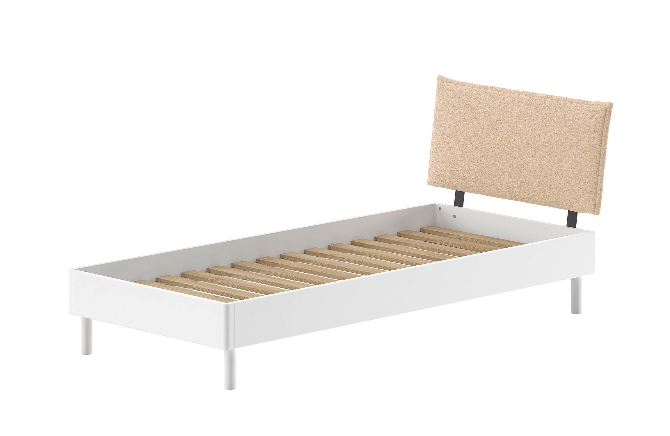Lit Forrest avec tête de lit bouclée 90 × 200 cm – Blanc