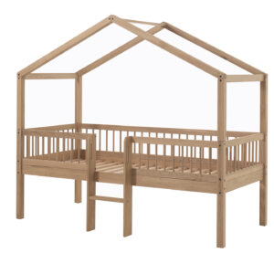 Lit cabane enfant Forrest avec échelle en chêne massif – 90 × 200 cm