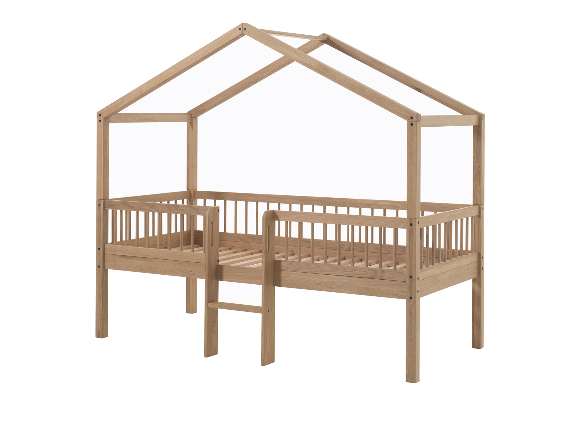 Lit cabane enfant Forrest avec échelle en chêne massif – 90 × 200 cm