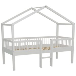 Lit cabane surélevé Forrest avec échelle 90 × 200 cm – Blanc