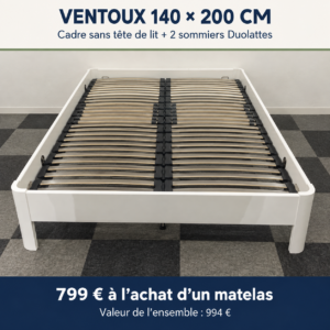 Ensemble Jooken Ventoux 140 × 200 cm + sommiers Duolattes – Offre à combiner avec 1 matelas